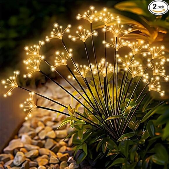 Solar Garden Lights 2 Pack Waterproof Solar Swaying Starburst Light Outdoor - Picture 7 of 7